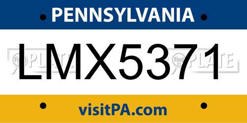 LMX5371 Pennsylvania License Plate