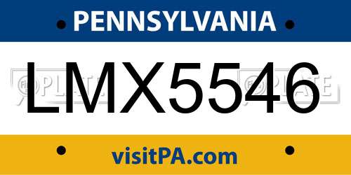 LMX5546 Pennsylvania License Plate