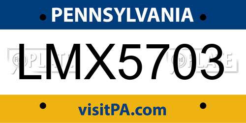 LMX5703 Pennsylvania License Plate