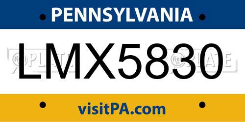 LMX5830 Pennsylvania License Plate