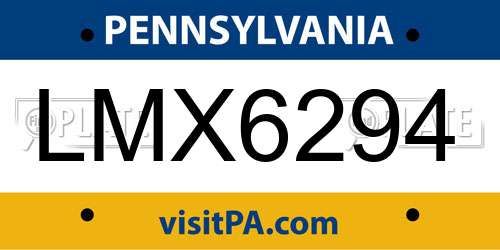 LMX6294 Pennsylvania License Plate