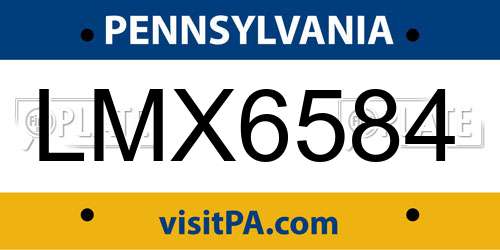 LMX6584 Pennsylvania License Plate