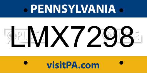LMX7298 Pennsylvania License Plate