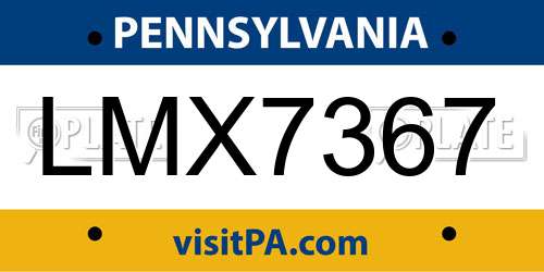 LMX7367 Pennsylvania License Plate