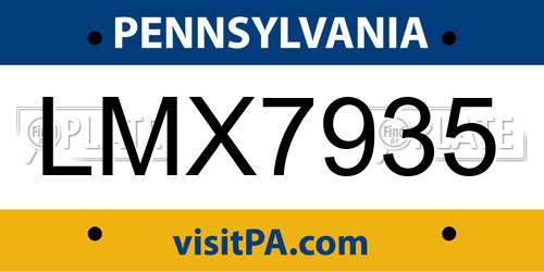 LMX7935 Pennsylvania License Plate