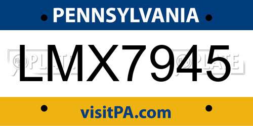 LMX7945 Pennsylvania License Plate