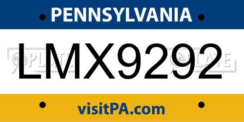 LMX9292 Pennsylvania License Plate