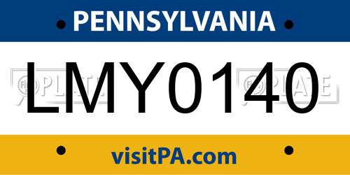 LMY0140 Pennsylvania License Plate