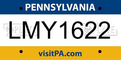 LMY1622 Pennsylvania License Plate