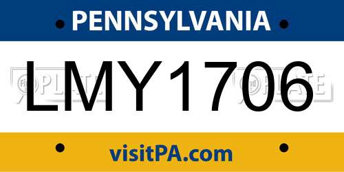 LMY1706 Pennsylvania License Plate