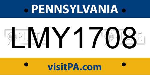 LMY1708 Pennsylvania License Plate