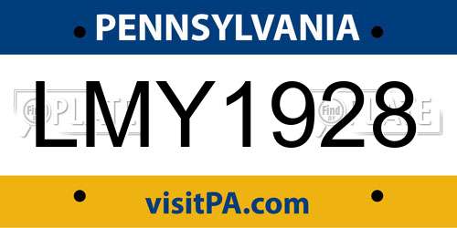 LMY1928 Pennsylvania License Plate