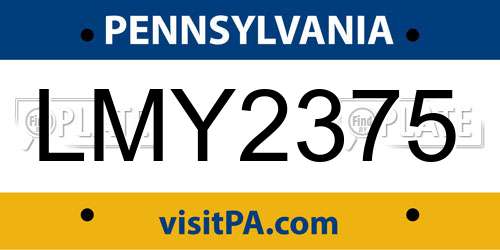 LMY2375 Pennsylvania License Plate