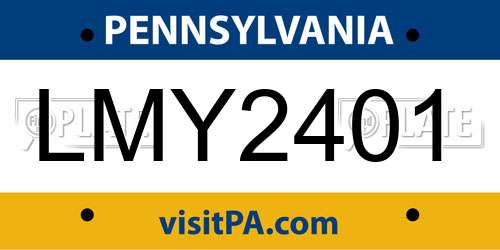 LMY2401 Pennsylvania License Plate