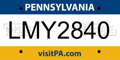 LMY2840 Pennsylvania License Plate