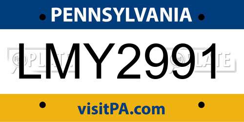 LMY2991 Pennsylvania License Plate