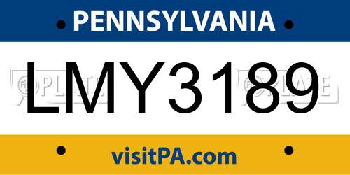LMY3189 Pennsylvania License Plate