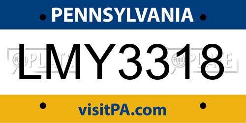 LMY3318 Pennsylvania License Plate