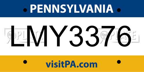 LMY3376 Pennsylvania License Plate