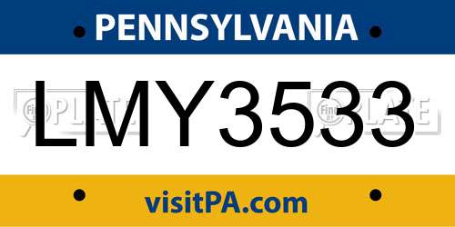 LMY3533 Pennsylvania License Plate