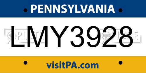 LMY3928 Pennsylvania License Plate