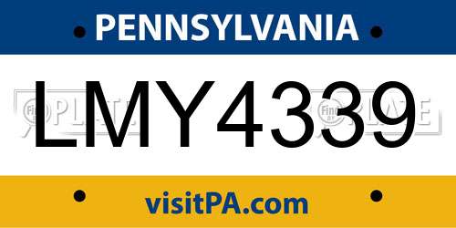 LMY4339 Pennsylvania License Plate
