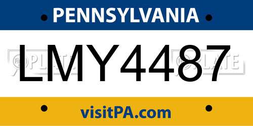 LMY4487 Pennsylvania License Plate