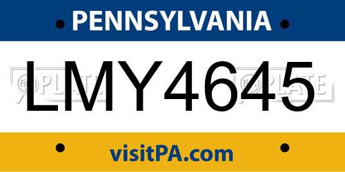 LMY4645 Pennsylvania License Plate