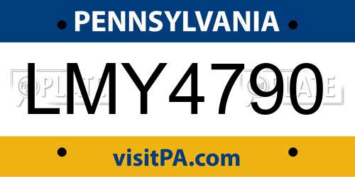 LMY4790 Pennsylvania License Plate