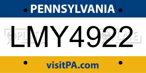 LMY4922 Pennsylvania License Plate