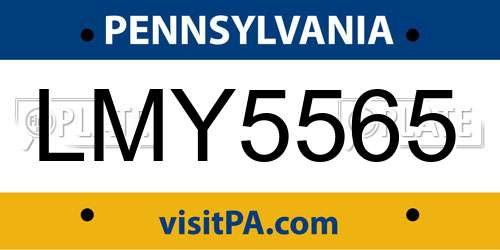 LMY5565 Pennsylvania License Plate
