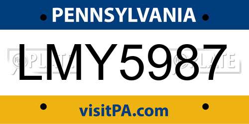 LMY5987 Pennsylvania License Plate