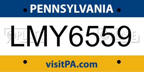 LMY6559 Pennsylvania License Plate