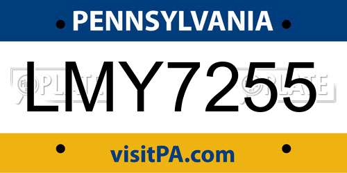 LMY7255 Pennsylvania License Plate