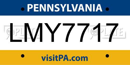 LMY7717 Pennsylvania License Plate