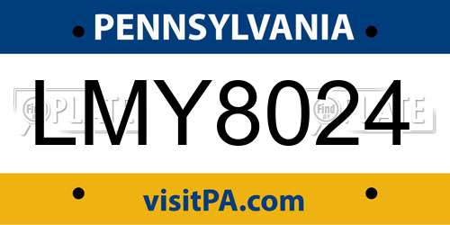 LMY8024 Pennsylvania License Plate