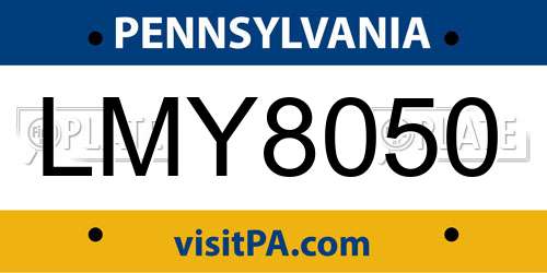 LMY8050 Pennsylvania License Plate