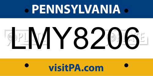 LMY8206 Pennsylvania License Plate