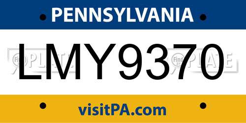 LMY9370 Pennsylvania License Plate