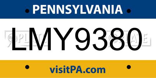 LMY9380 Pennsylvania License Plate