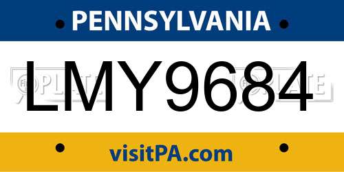 LMY9684 Pennsylvania License Plate