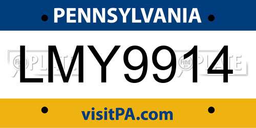 LMY9914 Pennsylvania License Plate