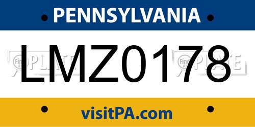 LMZ0178 Pennsylvania License Plate