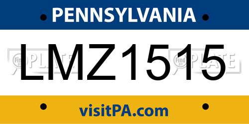 LMZ1515 Pennsylvania License Plate
