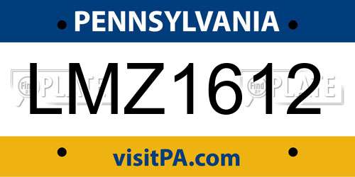 LMZ1612 Pennsylvania License Plate