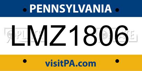 LMZ1806 Pennsylvania License Plate