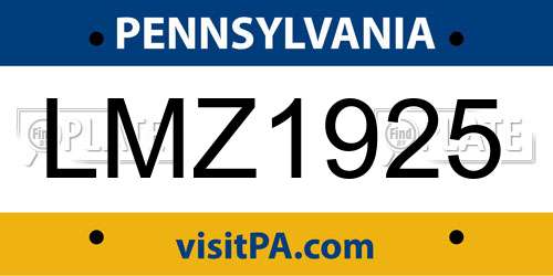 LMZ1925 Pennsylvania License Plate