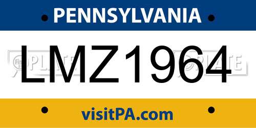 LMZ1964 Pennsylvania License Plate