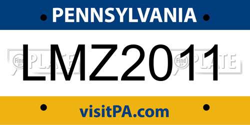 LMZ2011 Pennsylvania License Plate
