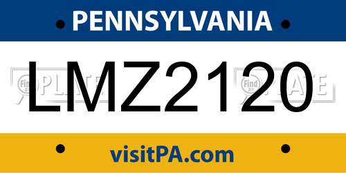 LMZ2120 Pennsylvania License Plate